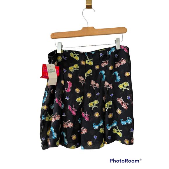 Vintage 80s sunglasses print pleated mini skirt - Picture 3 of 5